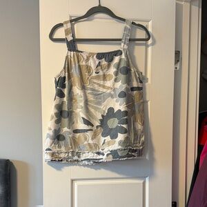 CHARLIE B Floral Tank Top in Gray and Cream